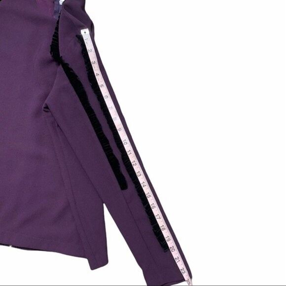 Elenore Blouse Women's Small Vintage 90s Ruffle Trim Raglan Purple Elegant Top - Picture 6 of 8